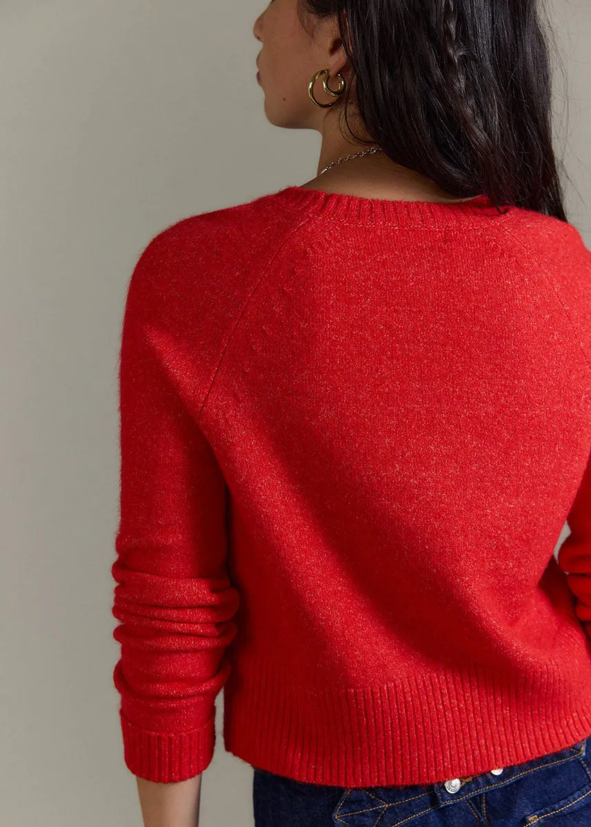 School Girl Cardi - Cherry Pop Melange Winter Essentials Cozy & Soft