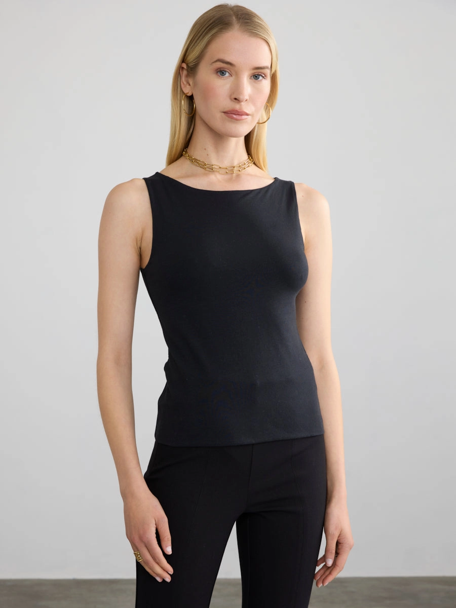 Lightweight Blouse STRETCH PIMA BOAT NECK TANK