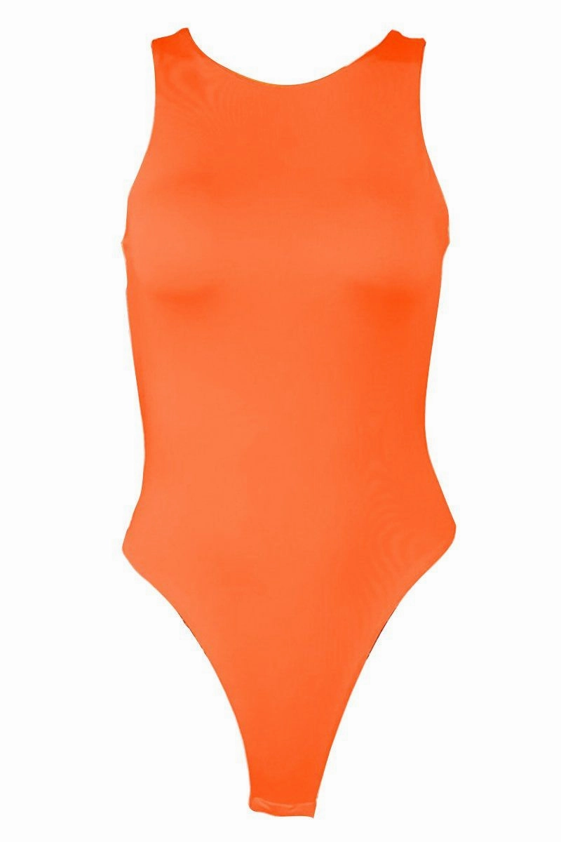 WOMEN SLEEVELESS BASIC CREW NECK BODYSUIT Classic Elegance Active Stretch