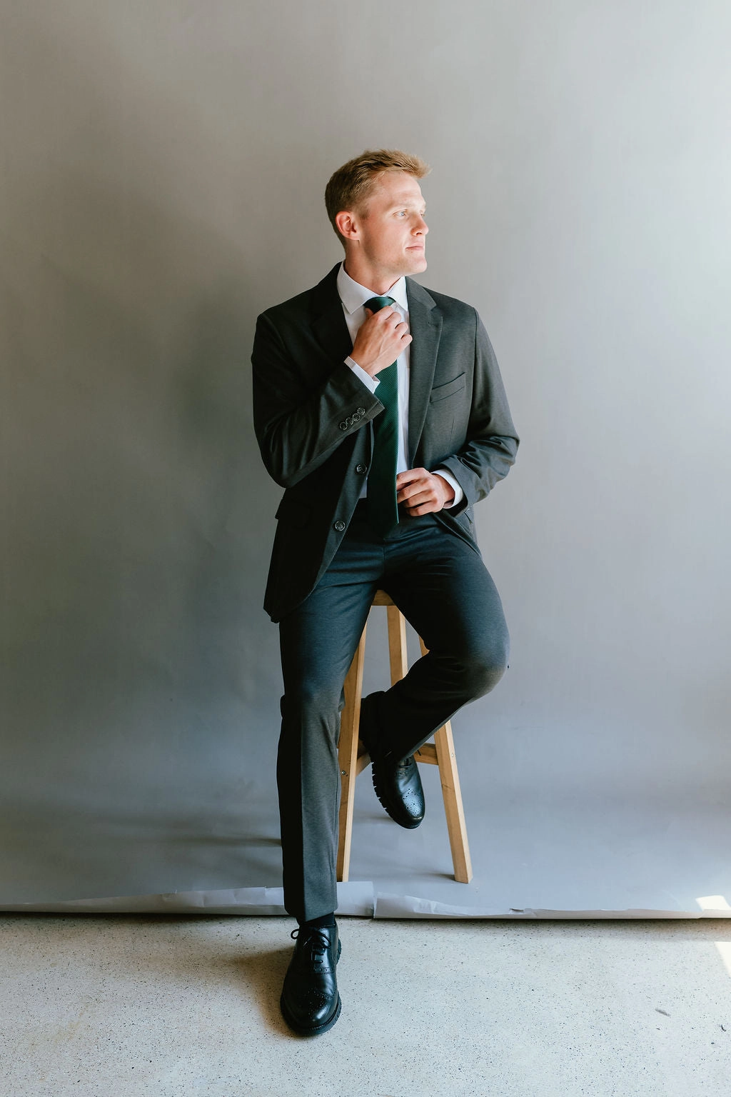 Washable 2-Pant Flex Suit Charcoal Sculpted Fit Fashionable Fit