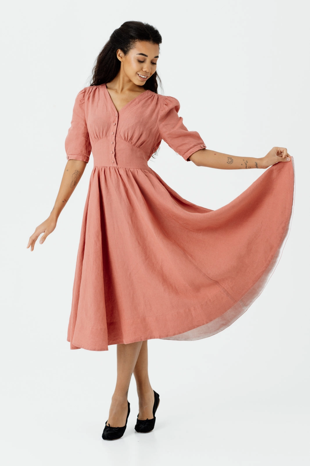 Relaxed Layers Diane Dress, Puffed Sleeve