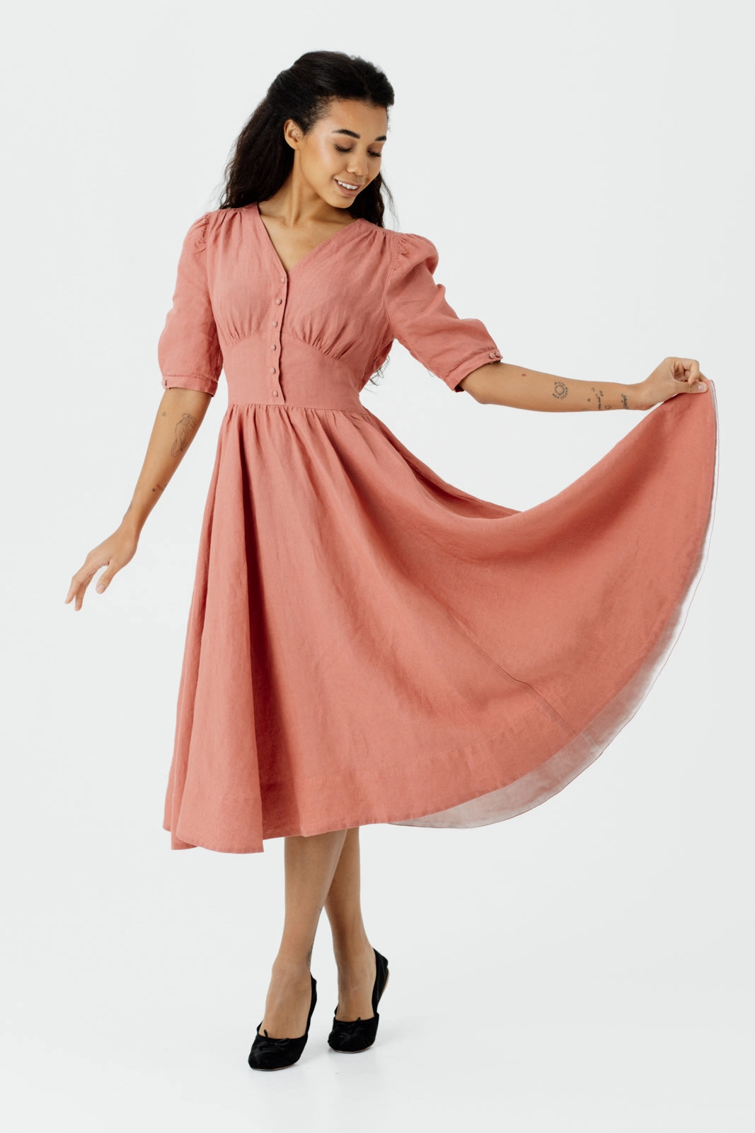 Street Motion Peace View Diane Dress, Puffed Sleeve