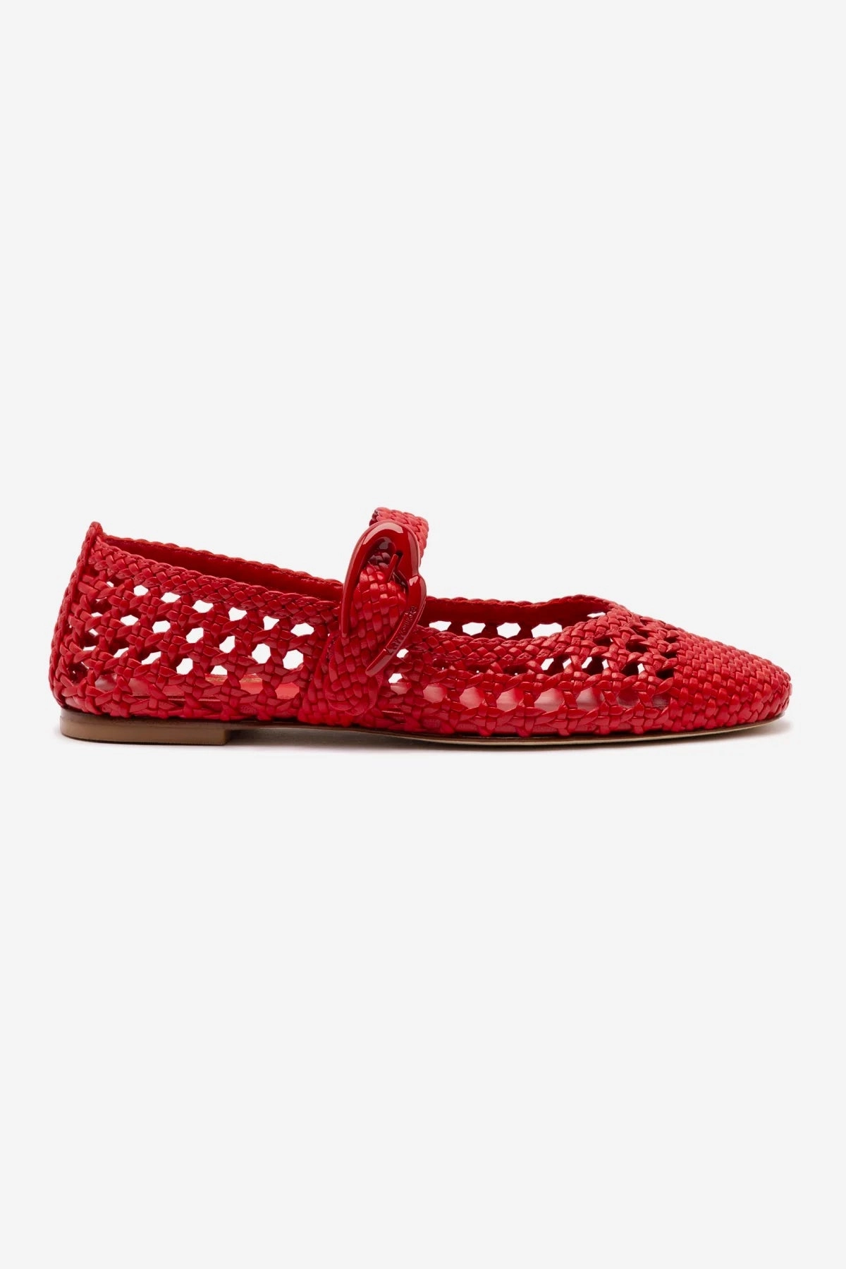 soft cushions Verona Macrame Ballet Flat In Scarlet Leather