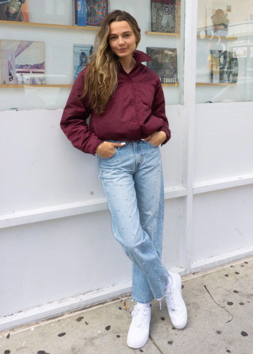 Selma Jacket - Wine Eco Friendly Recycled Material Convertible 2 In 1 Function