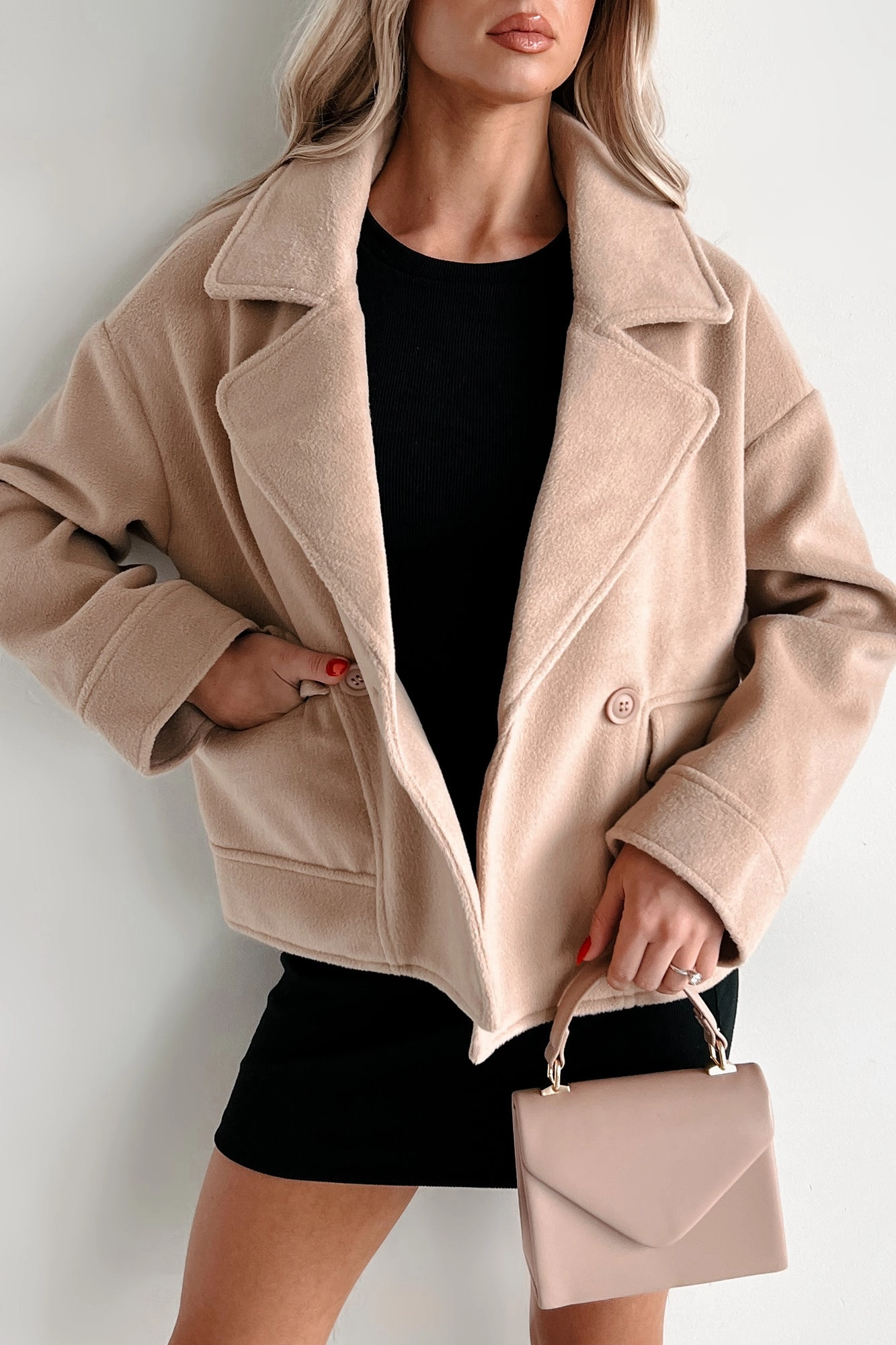 Low Bulk High Warmth Compact Design Shiloh Fuzzy Knit Jacket (Light Taupe)