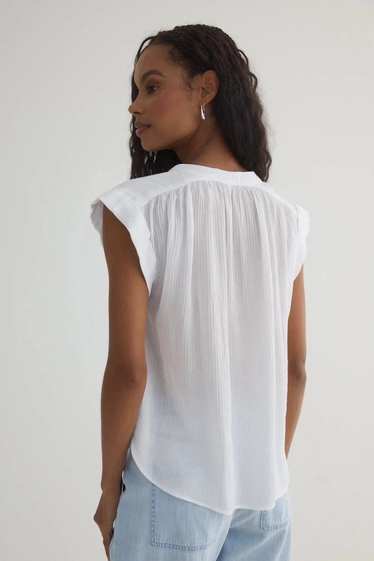 Thermal regulation EcoCertified Textile Shirred Pullover Cap Sleeve