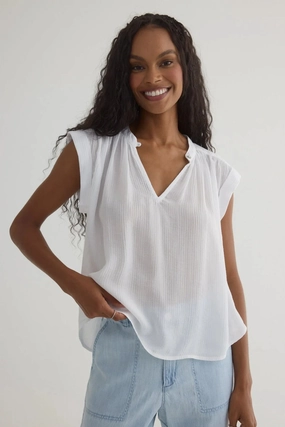 Shirred Pullover Cap Sleeve Quick Access Pockets