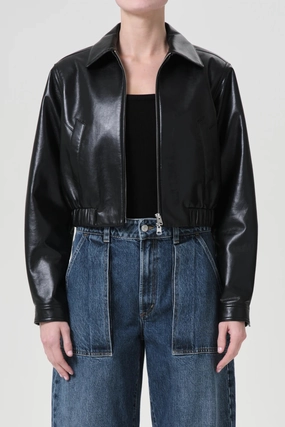 Layered Wear Shoreditch Ski Club x AGOLDE Essie Recycled Leather Cropped Jacket
