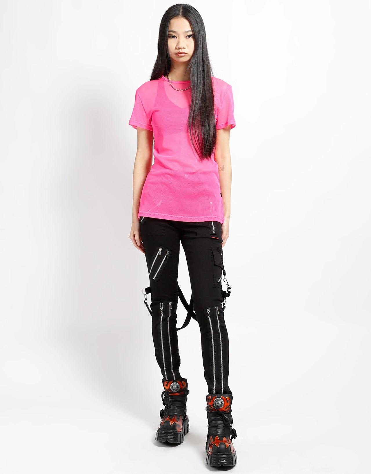 LayeredPanel SHORT SLEEVE FISHNET PINK