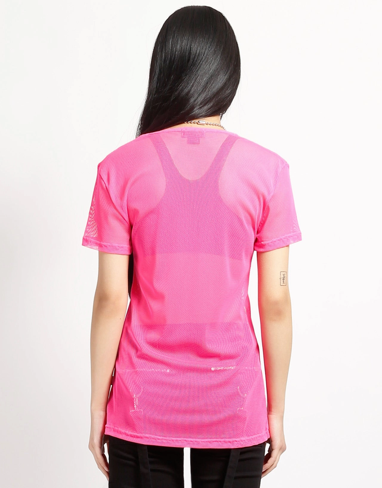 SHORT SLEEVE FISHNET PINK Fashion Blouse