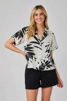 Short Sleeve Flowy Button Down Soft Touch Blend Temperature Control Technology