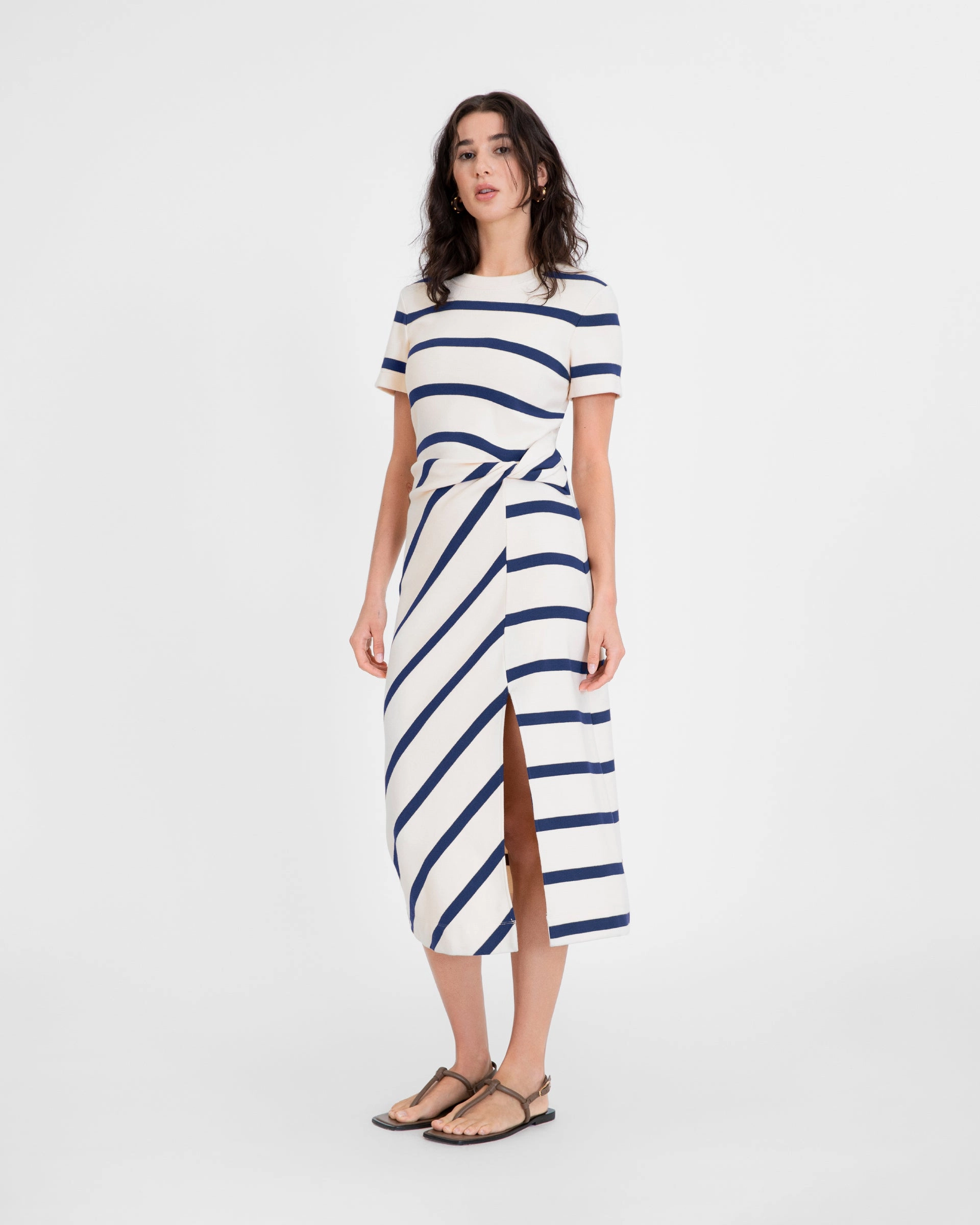 Loungewear Friendly SeamFree Technology Short Sleeve Striped Cody Dress