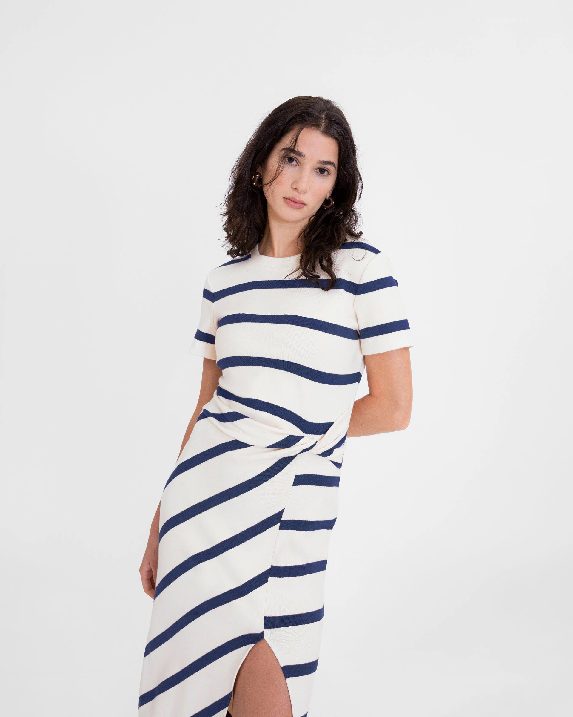 Indoor Comfort Short Sleeve Striped Cody Dress