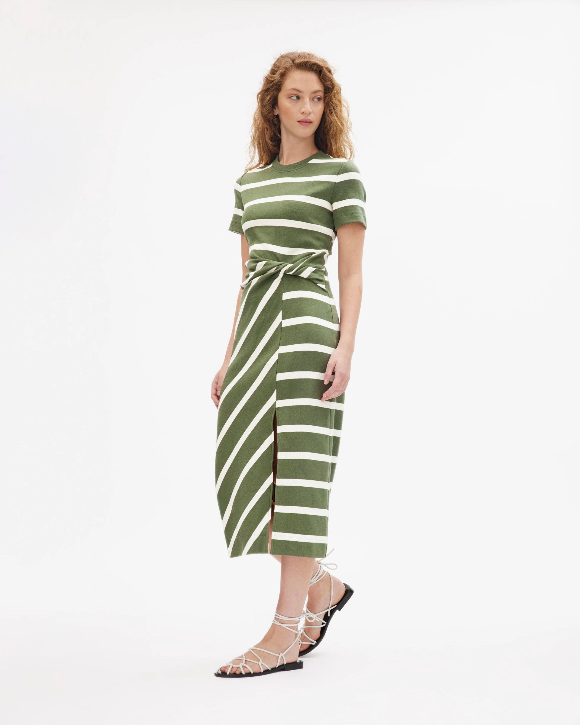 Tagless Design Short Sleeve Striped Cody Dress