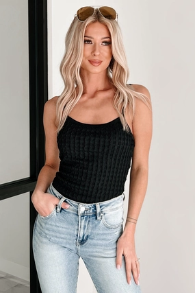 Stylish Fit A Touch Of Class Ruched Knit Bodysuit (Black)