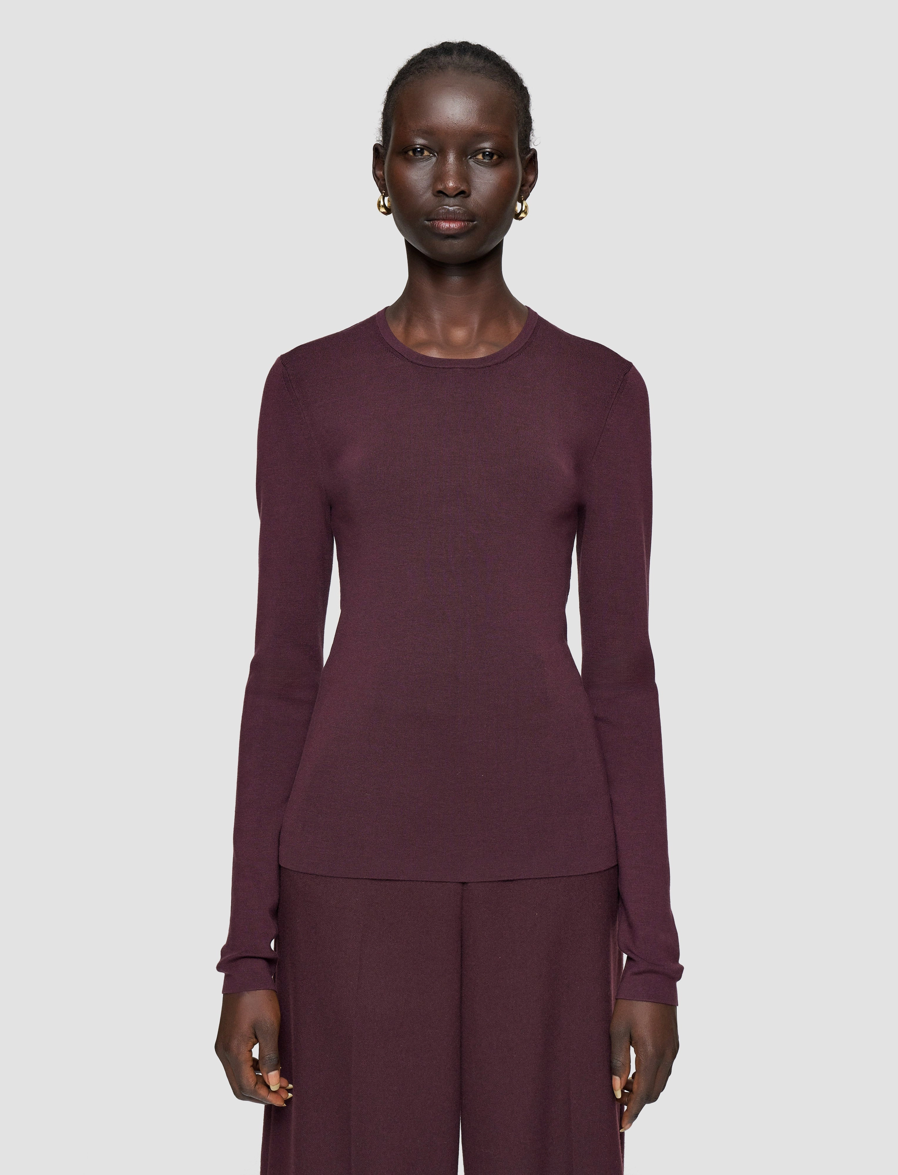 Silk Stretch Top DoubleLayered Hem Technology Daily Casual Style