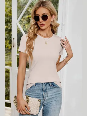 SIMPLE BASIC CREW NECK KNIT TOP Lightweight Knit