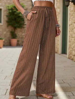 Simple high-waist loose pleated wide-leg pants Flexible Motion