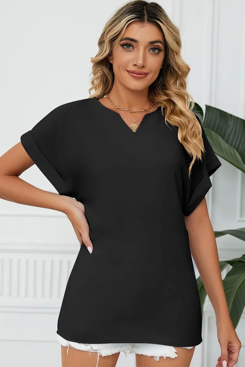 Sun Protection Yoga class SIMPLE LOOSE FIT ROLL UP SHORT SLEEVE BLOUSE