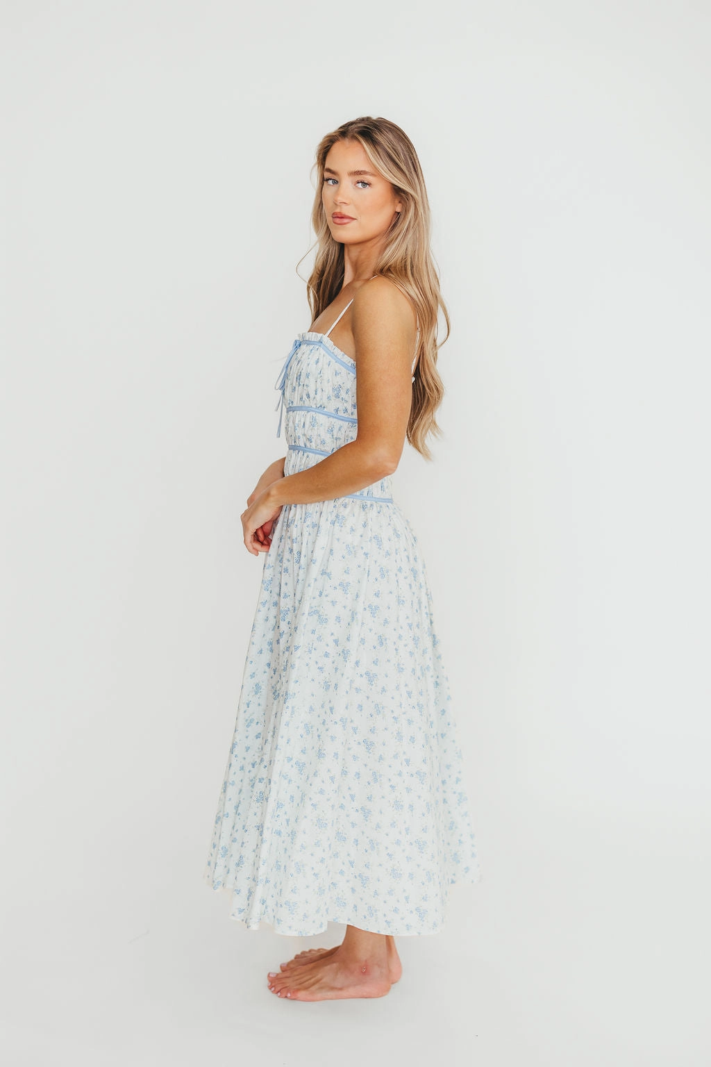 Trendy Design French Vibe Vanessa Midi Dress in Blue *Final-Sale*