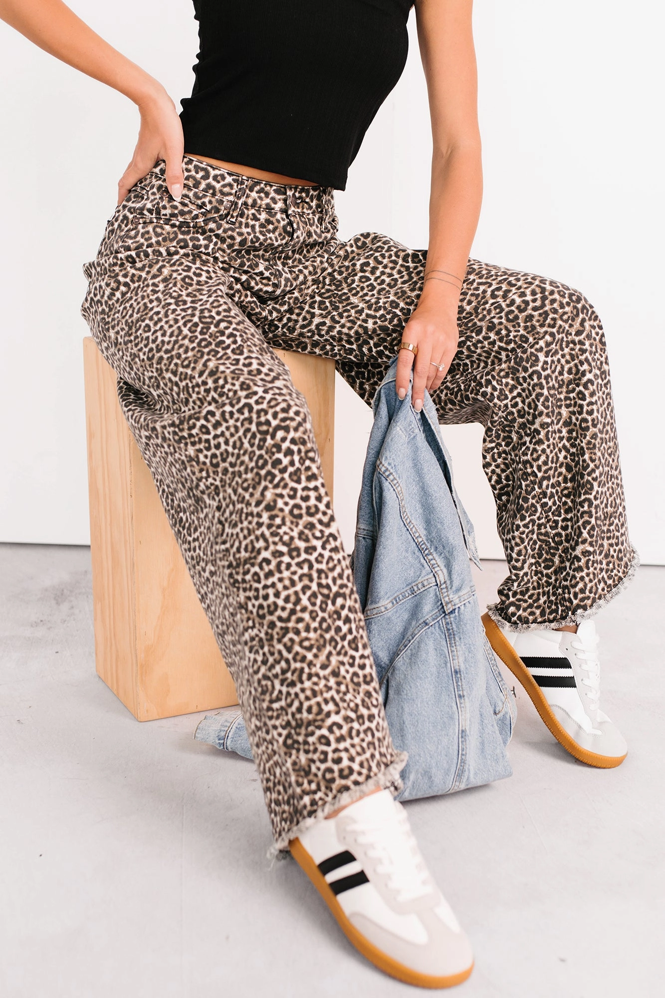 Function Fit Minimal Fit Kaya Tummy Control Wide Leg Saige Denim Jeans (Leopard)