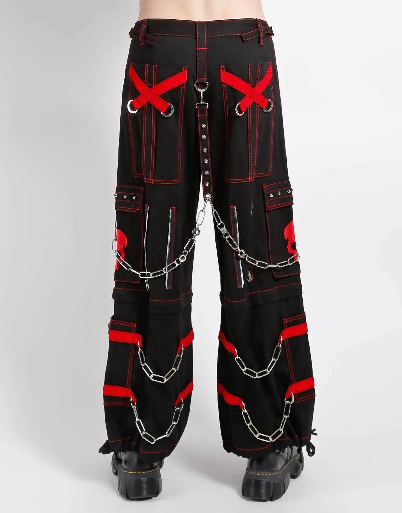 StretchMaterial Timeless Wear SKULL ZIP OFF PANT RED