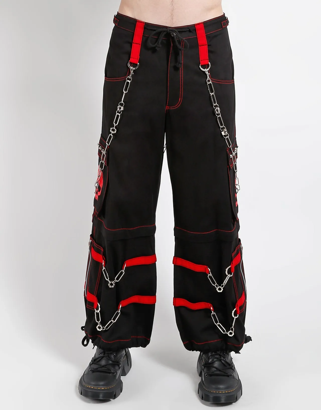 Breathable Performance Wear SKULL ZIP OFF PANT RED