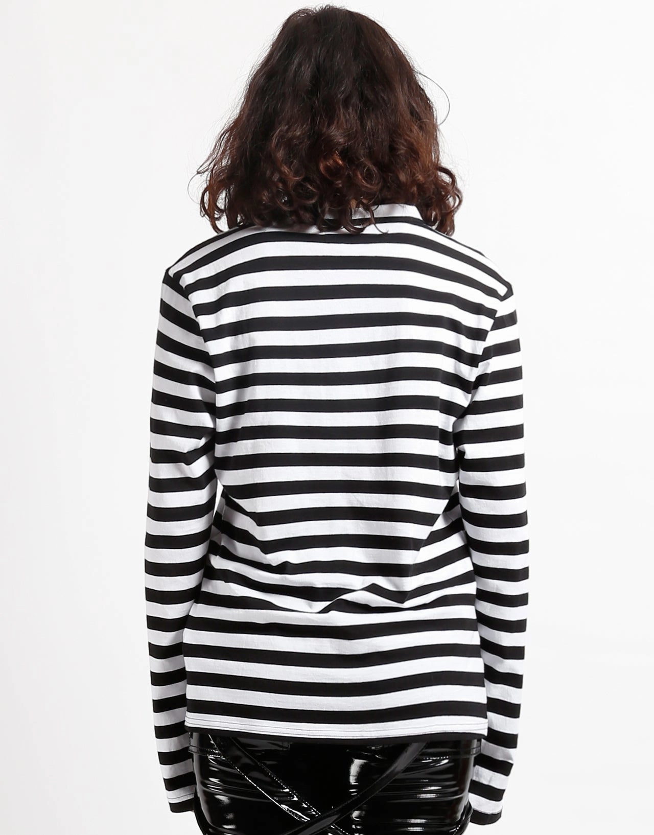 AntiStaticLining SnagProof SKULL STRIPE KNIT TOP BLACK/WHITE
