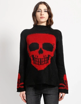 Stylish Outfit SKULL SWEATER RED SKULL