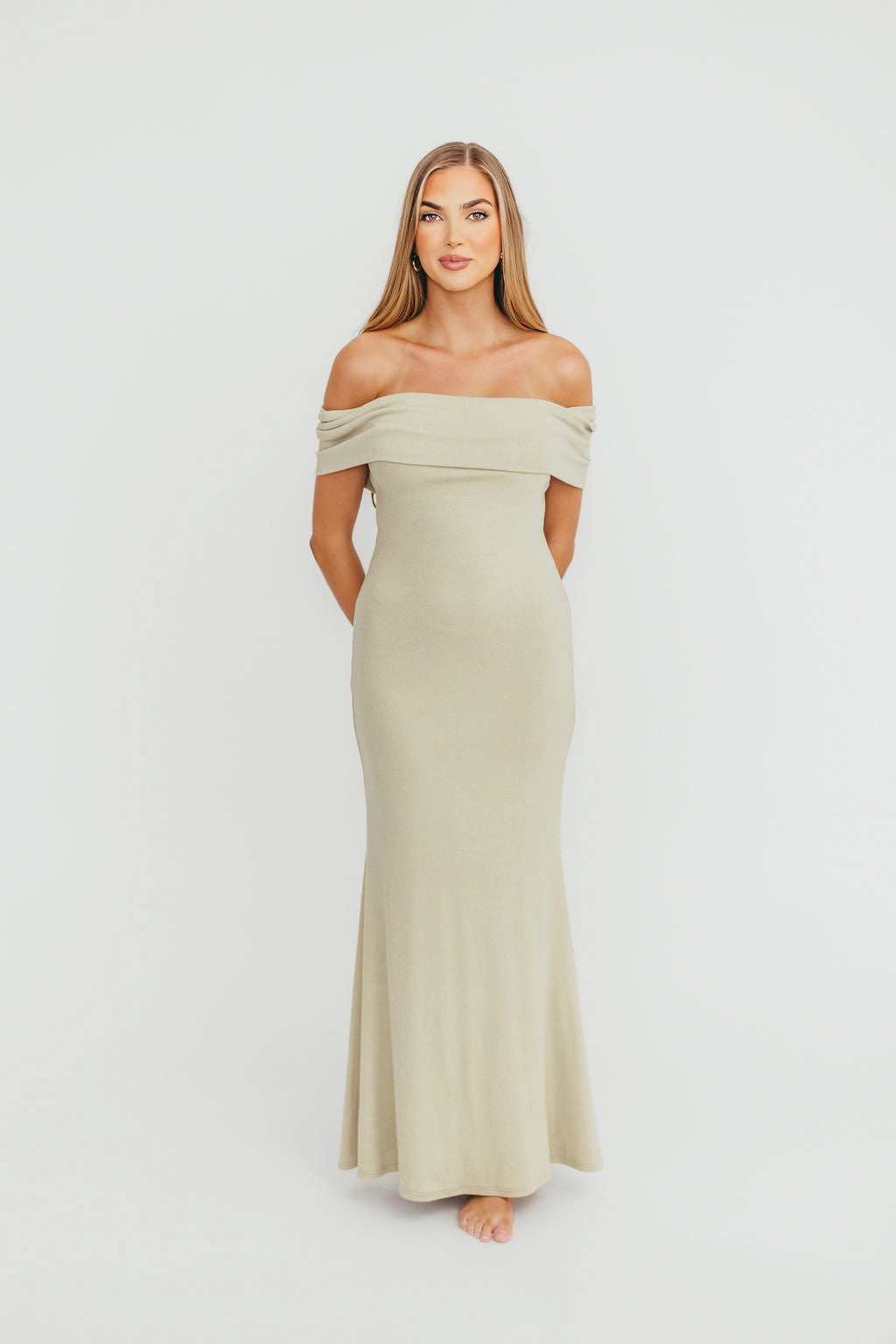 Monroe Maxi Dress in Sage - Bump Friendly Feminine Mood Layered-Look