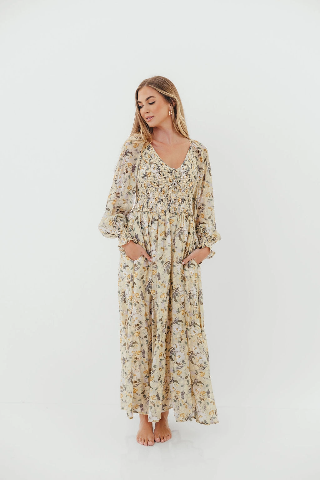 Luann Floral Maxi Dress in Vintage Cream Fresh Energy All Time Fit