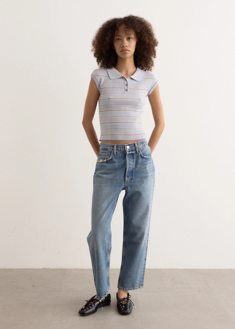 90's Crop Mid Rise Loose Straight Jeans Odor Control Tech