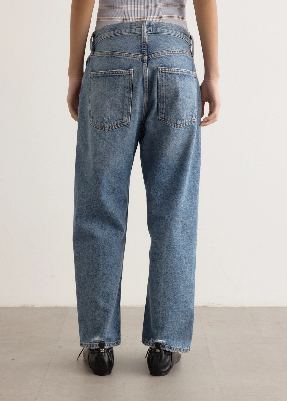 90's Crop Mid Rise Loose Straight Jeans Durable Weave Unisex Wear Classic Professional Wear