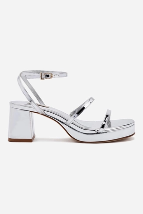 Gio Sandal In Silver Specchio Wraparound Strap Casual Walk
