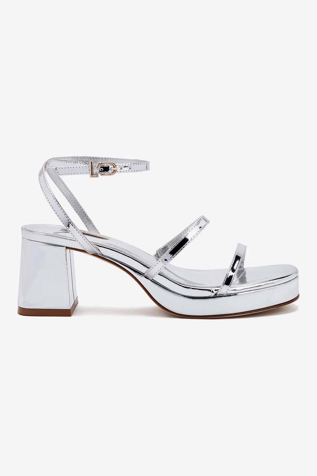 Gio Sandal In Silver Specchio Wraparound Strap Casual Walk