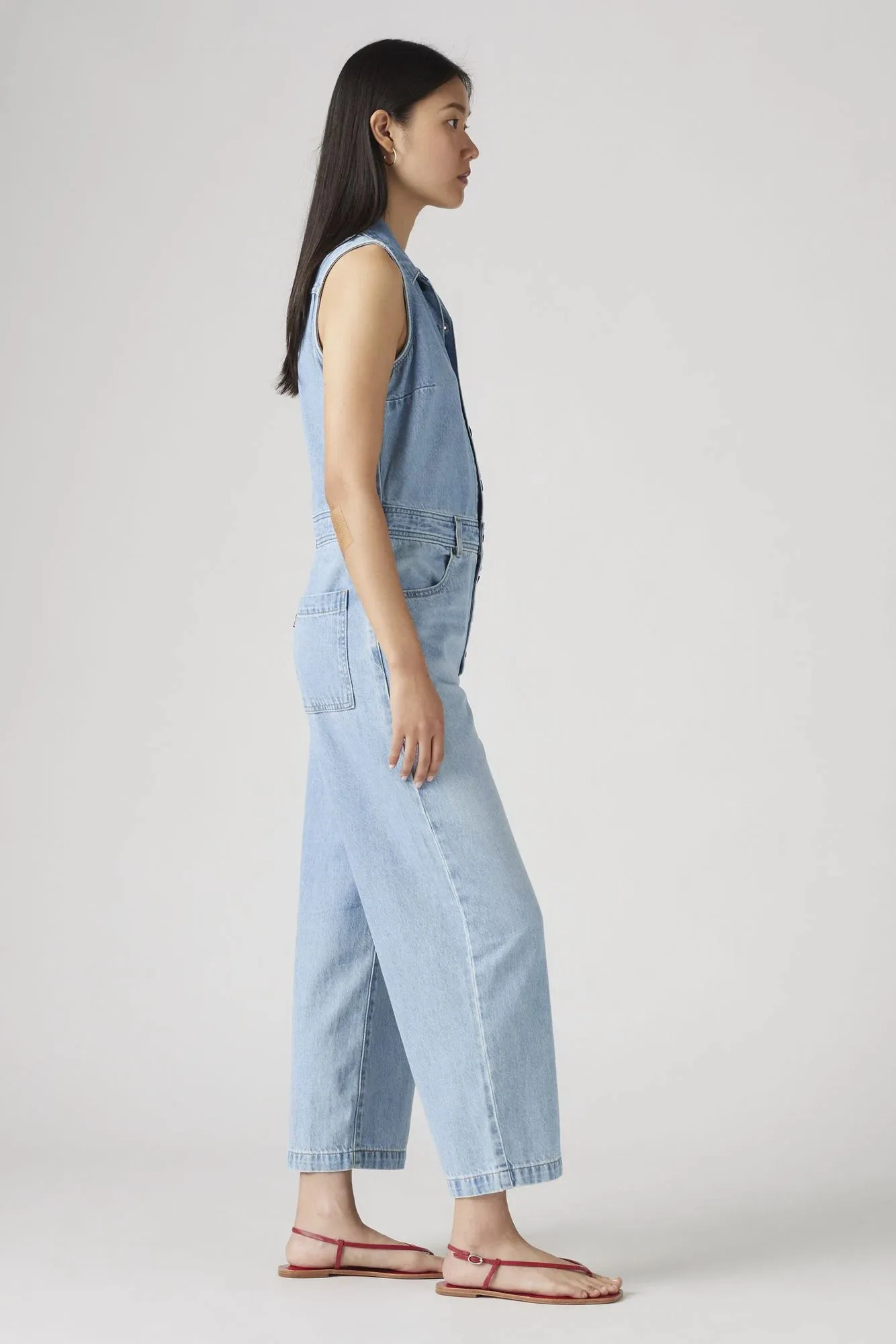 Sleeveless Denim Jumpsuit Layer-Friendly Travel Essential