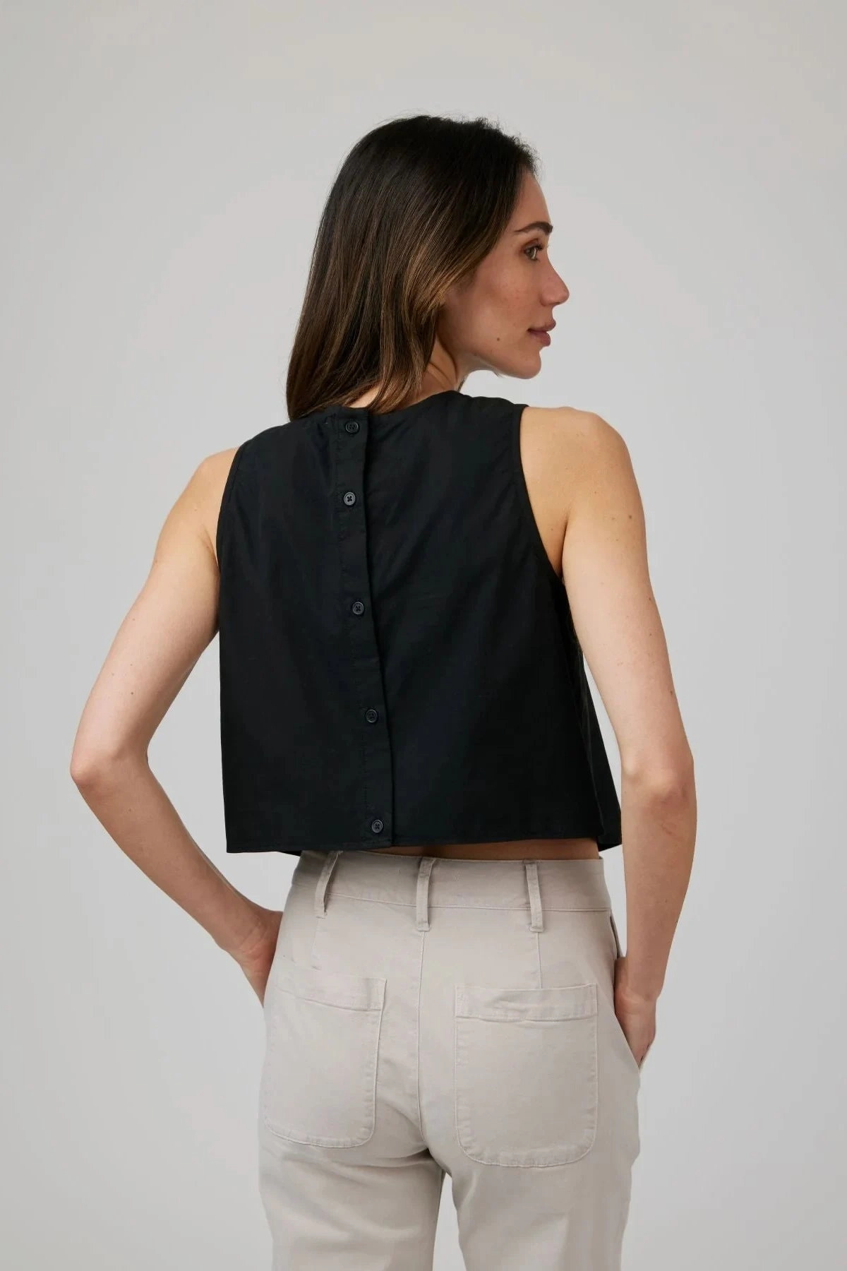 UltraFineMesh Sleeveless Button Back Top