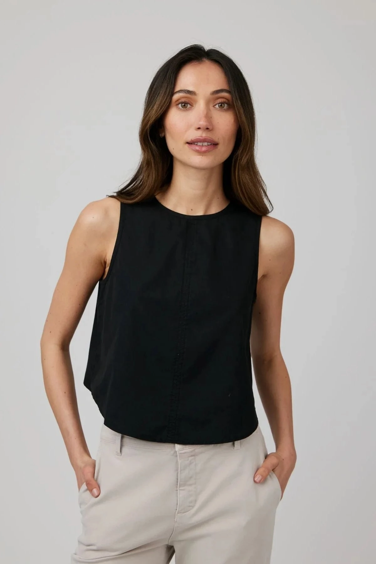 Sleeveless Button Back Top UPF Protective Fabric HighDensity Knit