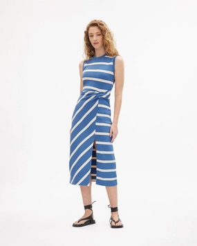Compression Knit Support Cold Warmth Sleeveless Striped Cody Dress
