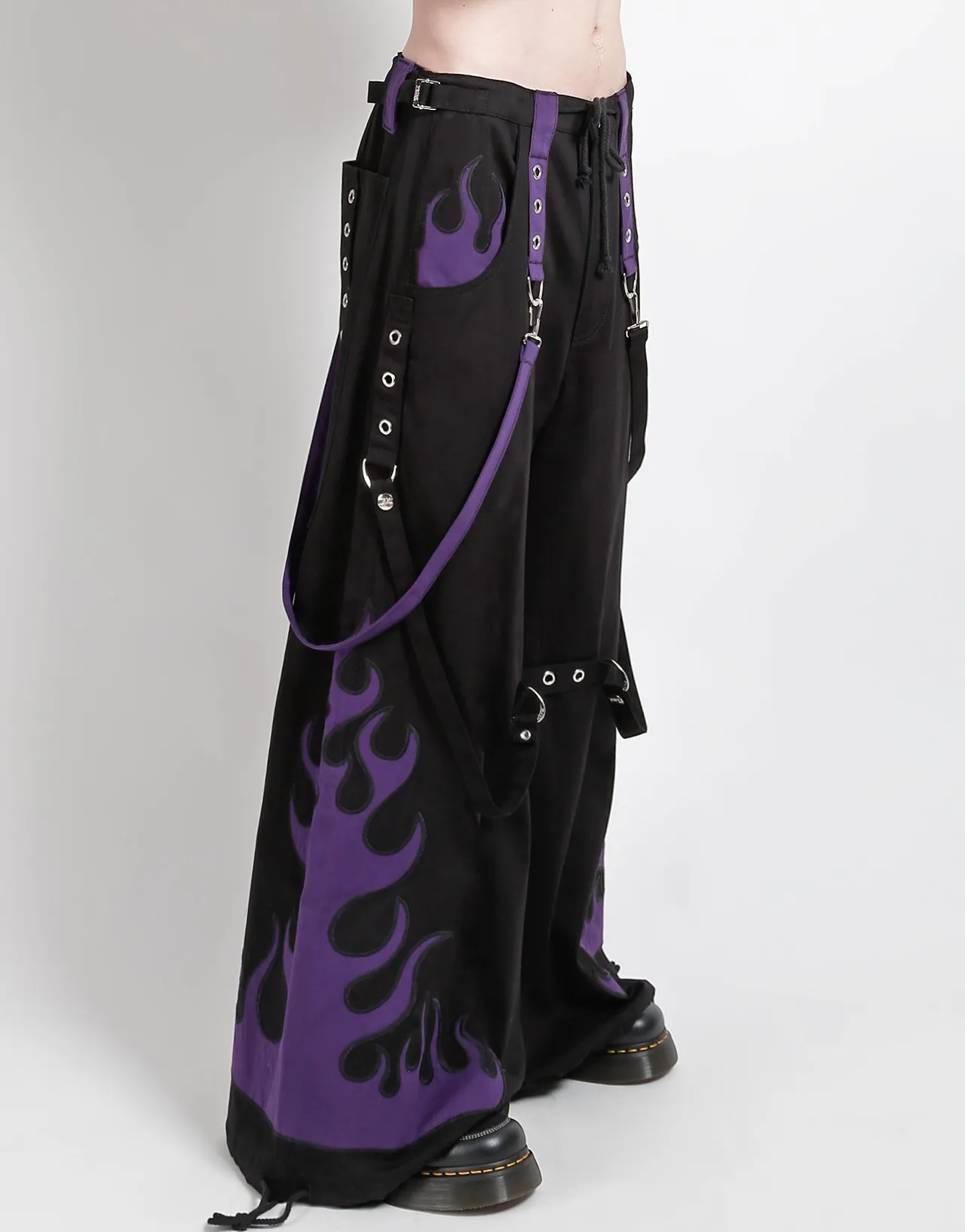 Cropped hem FLAME DARK STREET PANT PURPLE