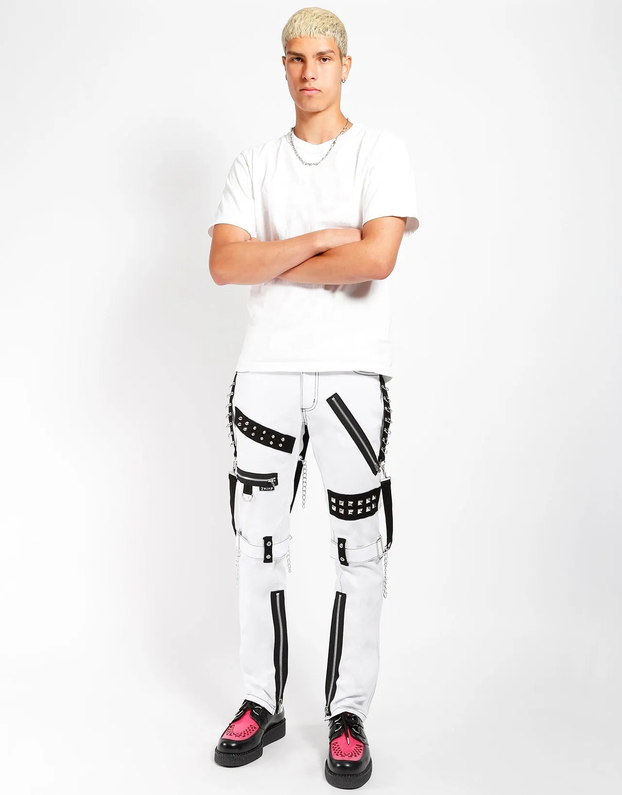 Weekend Comfort STUDDED BONDAGE PANT WHITE