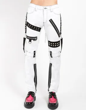STUDDED BONDAGE PANT WHITE Feminine Fit Sleek Design