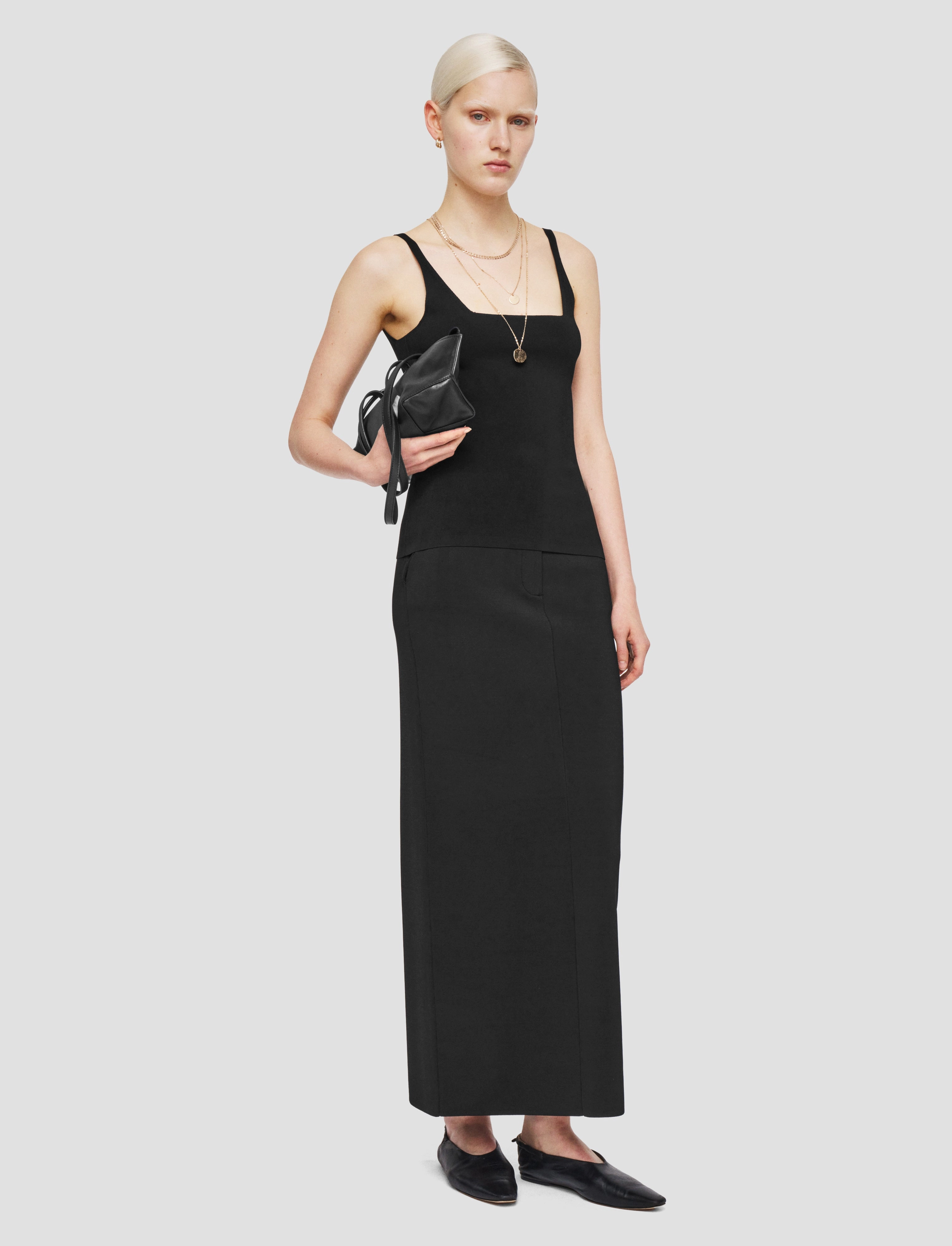 Milano Knit Stretch Vest Top Seam Free Ribbed Collar Detail