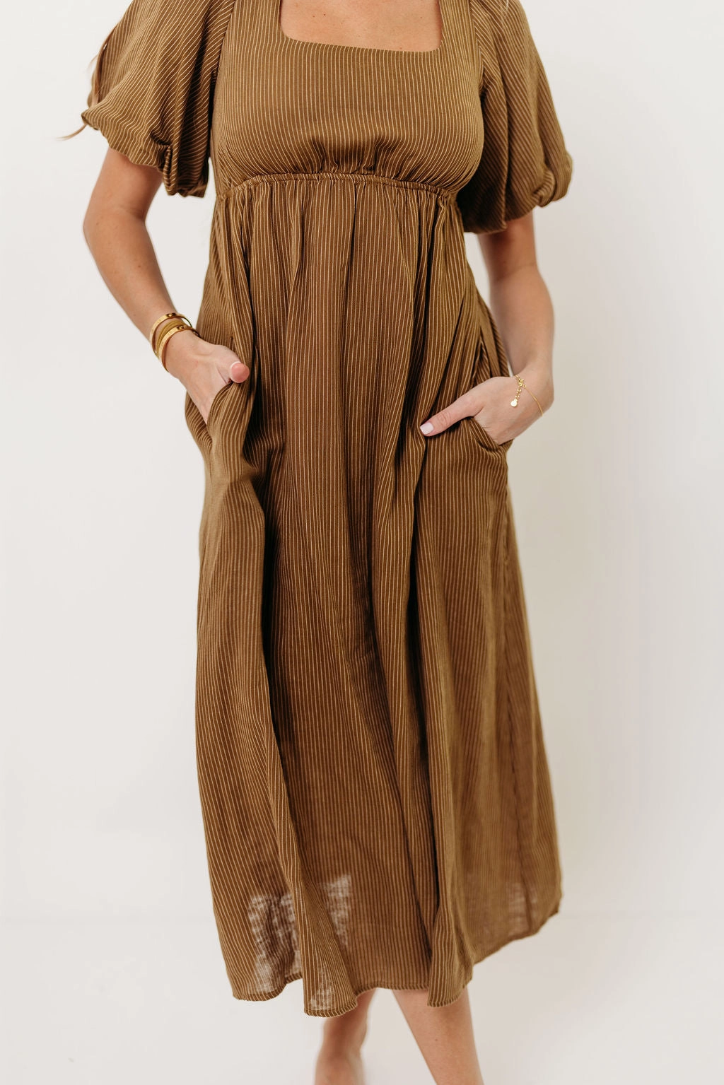 Phoebe Midi Dress in Camel/Cream NonChafeSeams