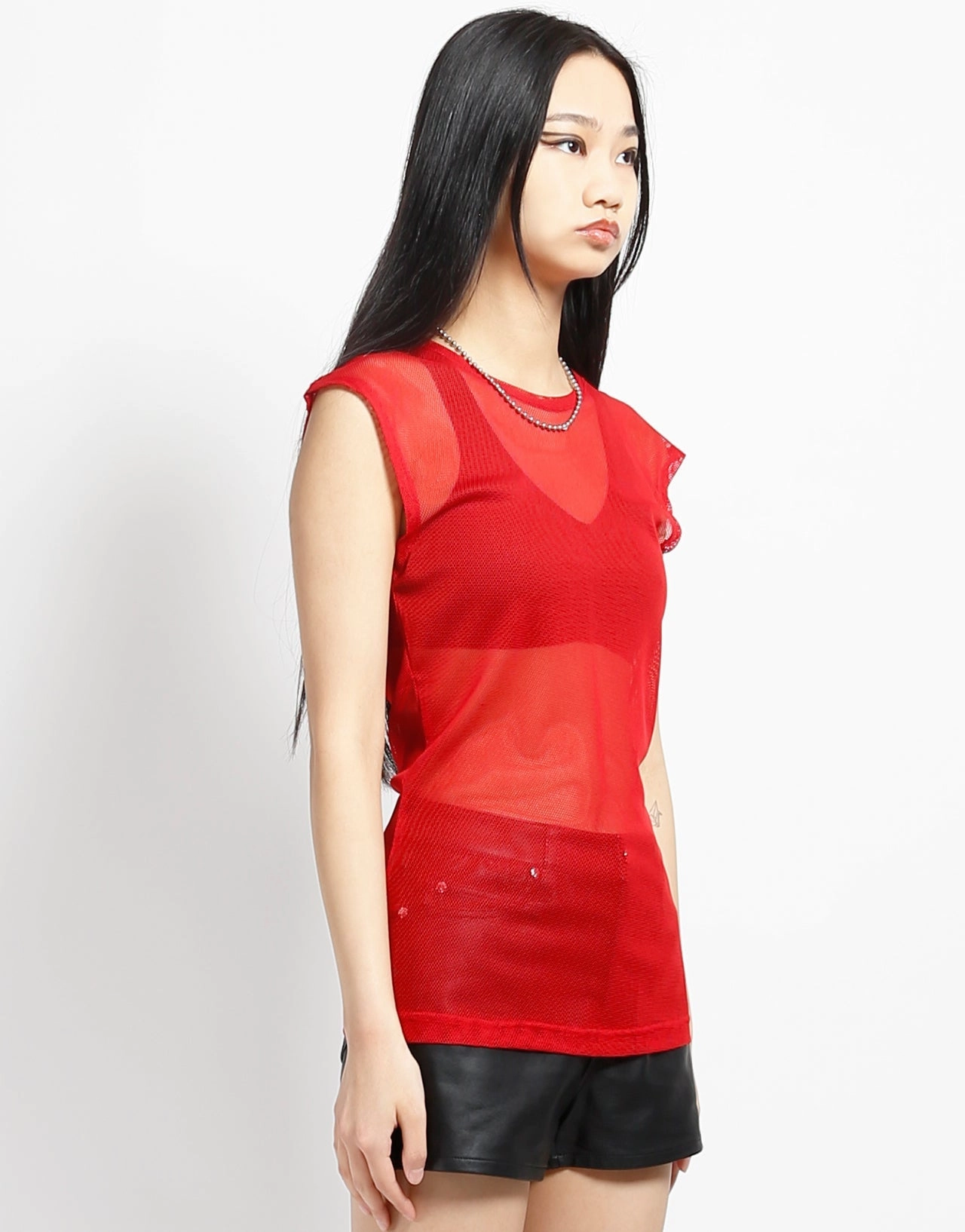 MUSCLE TANK FISHNET RED Summer Style Elegant Look