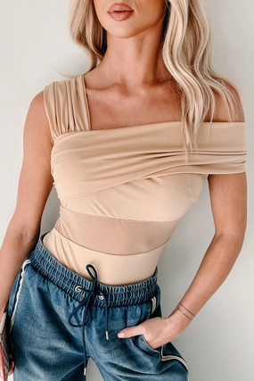 Heartfelt Moments Asymmetric Bodysuit (Nude) Hiking Trail Non See