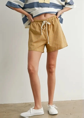 Averie Check Boxer Shorts - Khaki Multi Body shaping Timeless Fit