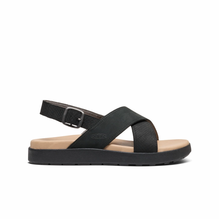 Women's Elle Luxe Cross Strap Sandal  |  Black/Black Active Feet