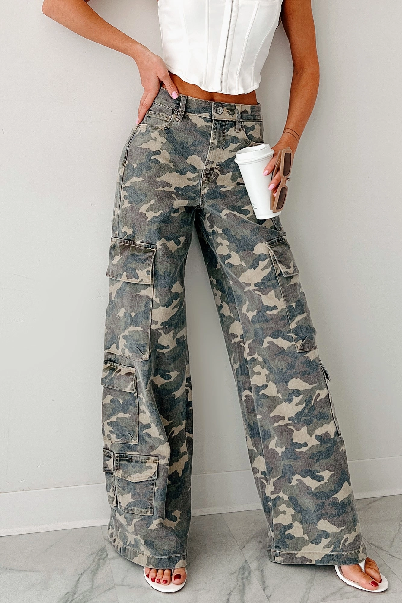 Kayla High Rise Cargo Hidden Jeans (Camouflage) Athlete Fit Holiday Vibes easy move