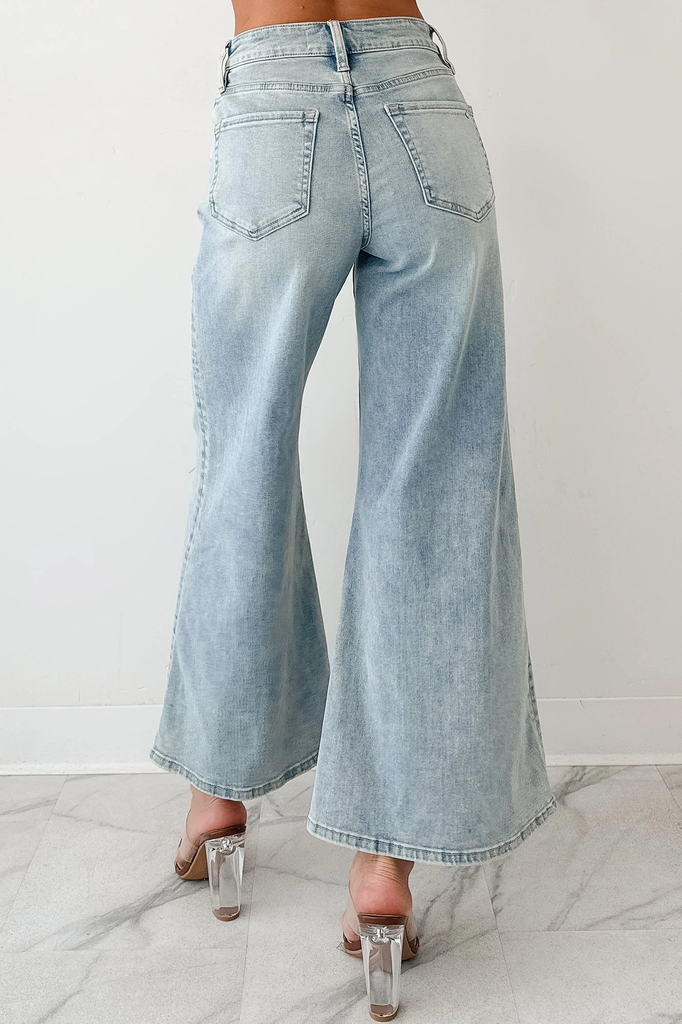 Oscar High Rise Wide Leg Mica Jeans (Light Aqua) Timeless Edge Casual Student Outfit